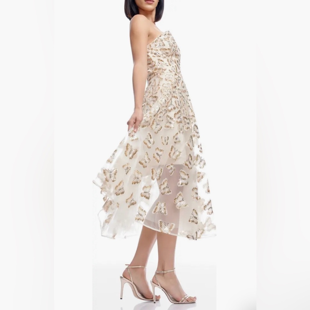 ✨HP✨Dress the Population Briella Sequin Butterfly Strapless champagne XL NWT - Picture 3 of 5